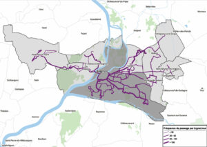 Carte du réseau des bus de l'agglomération des communes du grand Avignon.